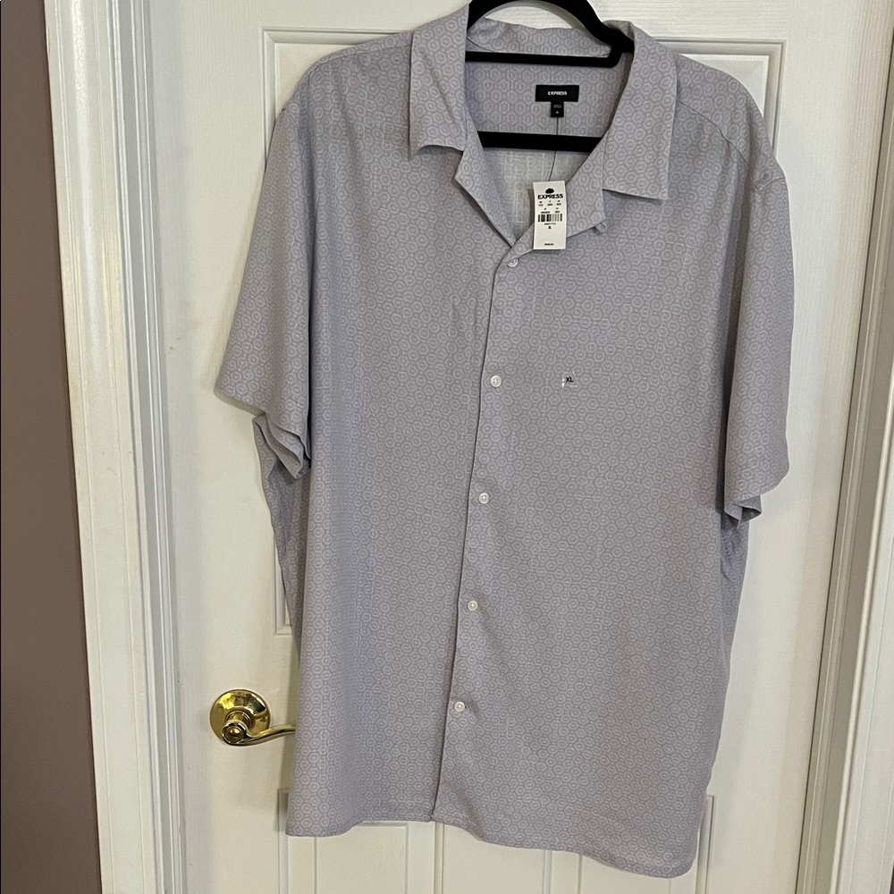 NWT - Express Men's Light Purple Short-Sleeve Button-Down Shirt